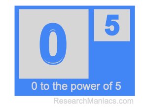 0 to the power of 5