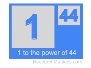 1 to the power of 44