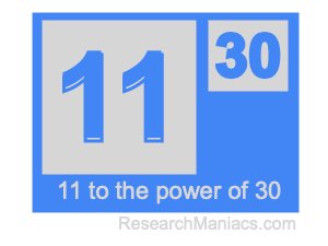 11 to the power of 30