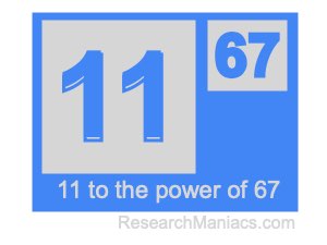 11 to the power of 67