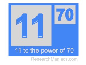 11 to the power of 70
