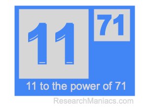 11 to the power of 71