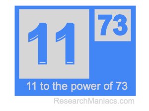 11 to the power of 73