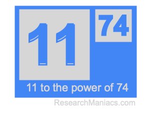 11 to the power of 74