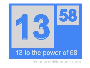 13 to the power of 58