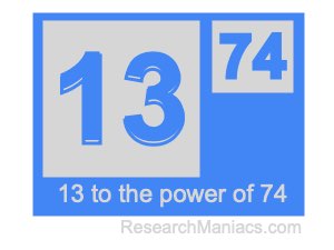 13 to the power of 74