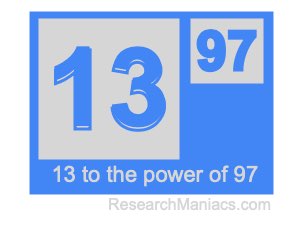 13 to the power of 97