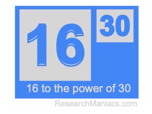16 to the power of 30