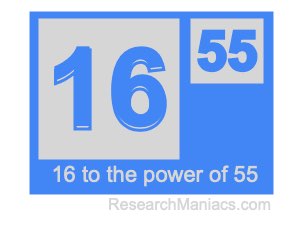 16 to the power of 55