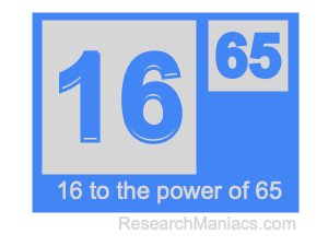 16 to the power of 65