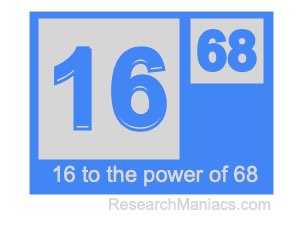 16 to the power of 68