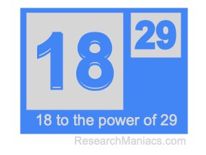 18 to the power of 29