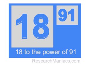 18 to the power of 91