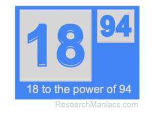 18 to the power of 94