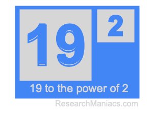 19 to the power of 2