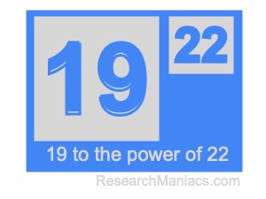 19 to the power of 22