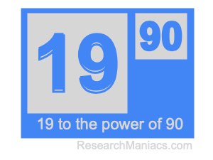 19 to the power of 90