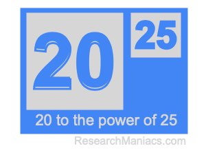 20 to the power of 25