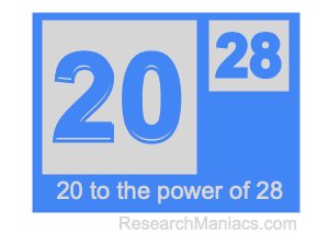 20 to the power of 28