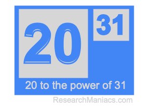 20 to the power of 31