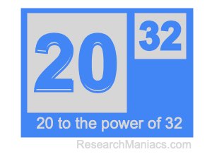 20 to the power of 32