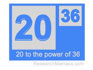 20 to the power of 36