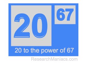 20 to the power of 67