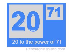 20 to the power of 71