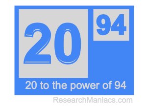 20 to the power of 94