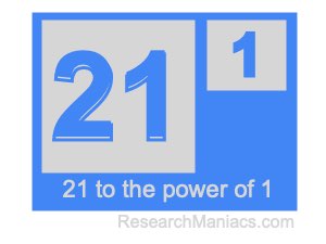 21 to the power of 1