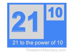 21 to the power of 10