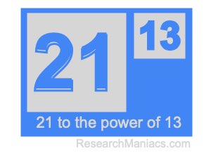 21 to the power of 13