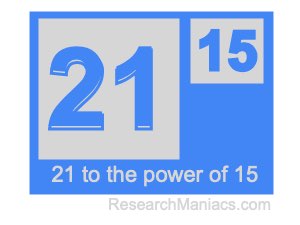 21 to the power of 15