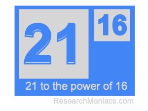 21 to the power of 16