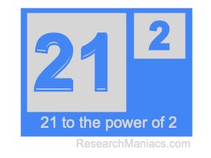 21 to the power of 2