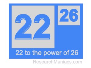 22 to the power of 26