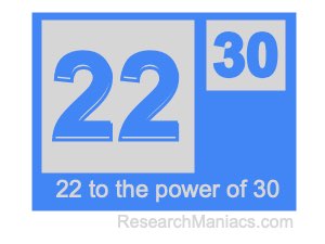 22 to the power of 30
