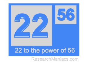 22 to the power of 56