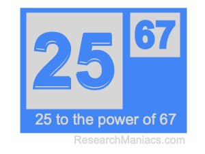 25 to the power of 67