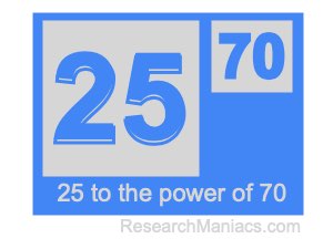 25 to the power of 70