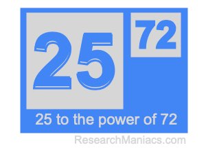 25 to the power of 72