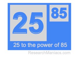25 to the power of 85