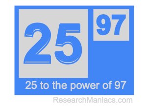25 to the power of 97