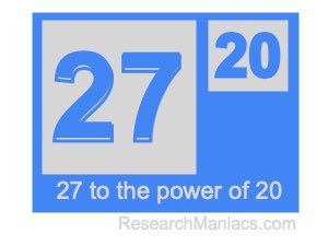 27 to the power of 20