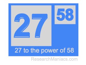 27 to the power of 58
