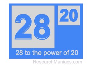 28 to the power of 20