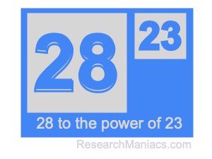 28 to the power of 23