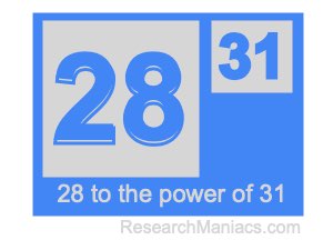 28 to the power of 31