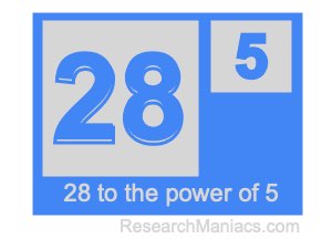 28 to the power of 5
