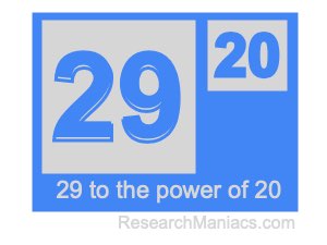 29 to the power of 20